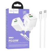 hoco. Punjac kucni sa type C kabelom, PD20W + QC3.0 - N65 Ingenious type C