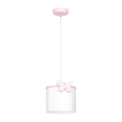 Deciji luster na sajli SWEET 1xE27/15W/230V bela/ružicasta/leptir