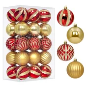 shumee Komplet božičnih kroglic StarryLights, rdeč in zlat - elegantni božični okraski