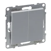 shumee Aluminijasto dvojno stopniščno stikalo, avtomatsko, 10AX IP20 Suno Legrand 721308