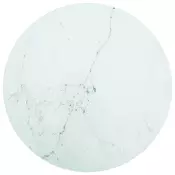 Stolna ploca bijela O 90 x 1 cm staklena s mramornim uzorkom
