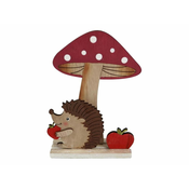 Lesena dekoracija 150X205mm, lesena krastača z ježkom, naravna, rdeča, bela, rjava