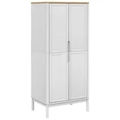 Vidaxl Garderobna omara FLORO bela 77x53x171 cm trdna borovina