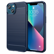 Ovitek za iPhone 14 Plus Carbon vzorec, temno moder