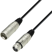Adam Hall Mikrofonski kabel, 1 m, črne barve, ženski XLR-konektor/moški XLR-konektor