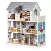 ECO TOYS Drvena kućica za lutke sa nameštajem Emma Residence, Višebojna