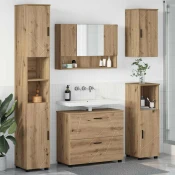 vidaXL Komplet pohištva za kopalnico s predalom 5 pcs artisan hrast