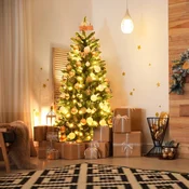 Costway Umetno ozko božično drevo z LED lučmi 150 cm