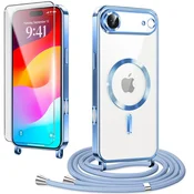 Overboard Komplet ovitkov za iPhone Air, Electro MagSafe, moder + vrvica za vstavljanje + zaščita za zaslon