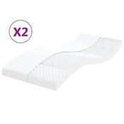 Vidaxl Vzmetnica iz pene 2 kosa bela 100x200 cm 7-conska trdota 20 ILD