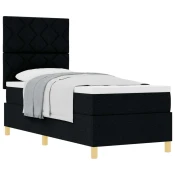 Vidaxl Box Spring Bed z vzmetnico Črna 80x200 cm Tkanina