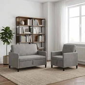 vidaXL Sofa set z shrambo 2 kos Svetlo siva Poliester