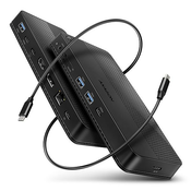 AXAGON HMC-U4, USB4 40Gb/s dock, 3x USB-A, 2x USB-C, HDMI in DP 8K/30Hz, RJ-45, SD/mSD, zvok, PD 100W, kabel USB-C 80cm