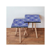 Hanah Home Sklapajuci Stocic 2 Komada 2SHP45 - Navy Plavo