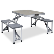 VIDAXL zložljiva miza za kampiranje s 4 sedeži (jeklo/aluminij)