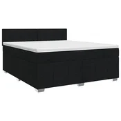 vidaXL Postelja boxspring z vzmetnico Črna 160 x 200 cm Blago