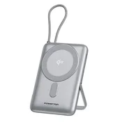 Magnetna prenosna baterija Powerton ENERGY MAGCORE 10.000 mAh - srebrna