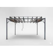 Garden Line VRTNA PERGOLA S PREMIČNIMI LAMELOMI IZ POLIKARBONATA 3 x 4 M RJAVA *4023