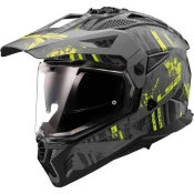 LS2 Mx702 Pioneer Ii Crazy Matt Black / Grey / H-v Yellow