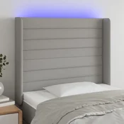 Vidaxl vidaXL Vzglavje postelje z LED svetlo sivo 103x16x118/128 cm blago