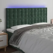 Vidaxl vidaXL Vzglavje postelje z LED diodo temno zeleno 180x5x118/128 cm