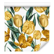 Tapeta Rumeni tulipani na belem ozadju za dnevno sobo in spalnico 50x1000 cm