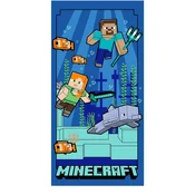 Modra otroška brisača iz mikrovlaken 70x140 cm Minecraft Underwater Fun – Jerry Fabrics