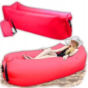 Korbi Napihljiva zložljiva kavč, lazy bag zrak, ležalnik fotelj matrač za plažo, rdeča barva
