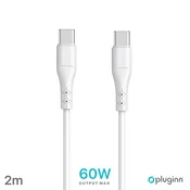 Data kabl Pluginn PI-PD 60W Type C na Type C beli 2m