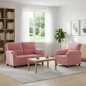 Vidaxl Kavčna garnitura 2 pcs Roza Žamet