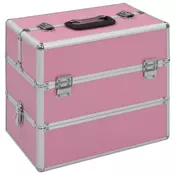 vidaXL Kovček za ličila 37x24x35 cm roza aluminij
