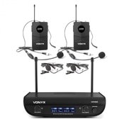 Vonyx WM82B Digital, 2-kanalni sustav UHF bežicnih mikrofona, 2 x headset mikrofon, 50 m, futrola