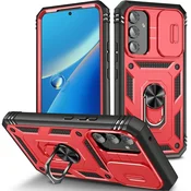 GS Oklepni ovitek za Samsung Galaxy A54 5G, CamShield Slide, rdeč/črn