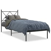 Vidaxl Kovinski posteljni okvir z vzglavjem črn 80x200 cm