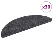 Vidaxl Preproge za stopnice samolepilne 30 kosov 56x17x3 cm temno sive polkrožne