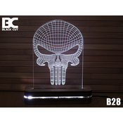 Black Cut 3D Lampa Skull Bela