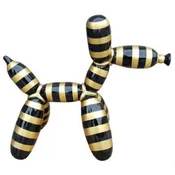 Casa Padrino luxury designer decorative sculpture balloon dog with stripes black/gold 100 cm - Large decorative figure - XXL decorative sculpture - XXL decorative figure - Luxury XXL figures