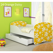 Djecji krevet ACMA s motivom + ladica 160x80 cm - 24 Orange Daisy