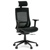 Autronic Pisarniški stol Office chair, black MESH mesh, cable mechanism, plastic cross, 2D armrests, castors for hard floors (KA-W002 BK)