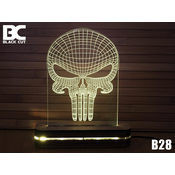Black Cut 3D Lampa Skull Toplo bela