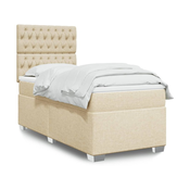VIDAXL Box spring postelja z vzmetnico krem 80x200 cm blago
