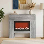 vidaXL Električni kamin Siva Sonoma 100 x 24,5 x 90 cm Inženirski les