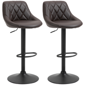 HOMCOM HOMCOM Komplet 2 barskih stolčkov, nastavljiva višina s kovinskim podnožjem in sedežem iz PU usnja, sodobni stolčki z naslonom za hrbet in noge, 46x48x83-104 cm, rjava in črna, (20752957)