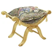 Casa Padrino baroque cross stool with cushion gold/multicolored - Handmade stool in baroque style - Antique style stool - Baroque furniture - Living room furniture in baroque style