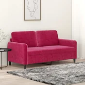 Vidaxl vidaXL Dvosed vinsko rdeč 140 cm oblazinjen z žametom