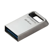 USB DISK KINGSTON 64GB DT Micro, 3.1, srebrn, kovinski, micro format, 3.2, srebrn, kovinski