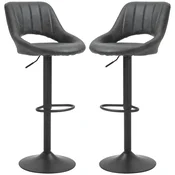 Homestar Set barskih stolov vrtljiv nastavljiv kuhinjski stoli 44x49x90-110 cm siva
