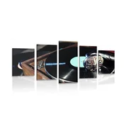 5-delna slika gramofon z vinil ploščo - 150x75