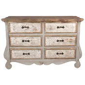 Casa Padrino country style shabby chic chest of drawers with 6 drawers gray/beige/gold/brown 135 x 41 x H. 89 cm - Country style furniture - Shabby chic furniture - Country style furnishings