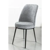 Hanah Home set trpezarijskih stolica Dexa 2 kom, siva tkanina Babyface, crne metalne noge